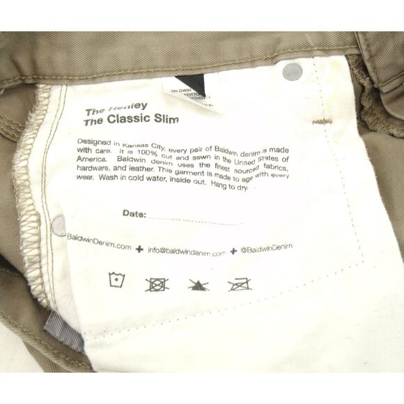 EUC Baldwin Denim 'The Henley' 5-Pocket Pants | 30W, Tan, Classic Slim - Picture 4 of 6